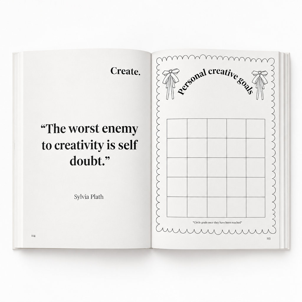 Creative goals spread white background