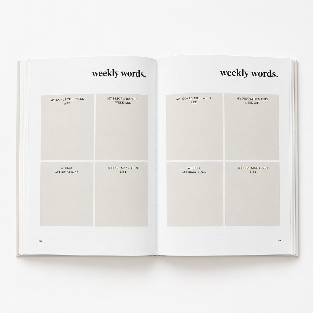 Weekly words white background